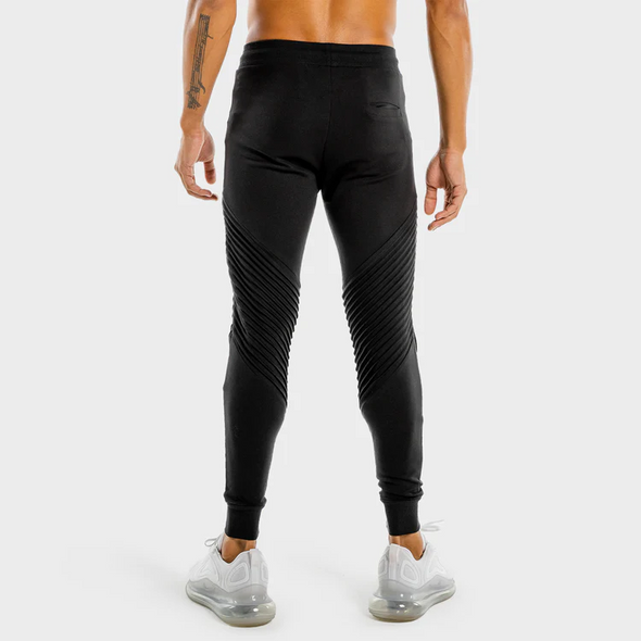 Statement Ribbed Joggers - Black