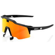 100% Speedcraft Air Sunglasses – Soft Tact Black / HiPER Red Multilayer Mirror Lens Forward view