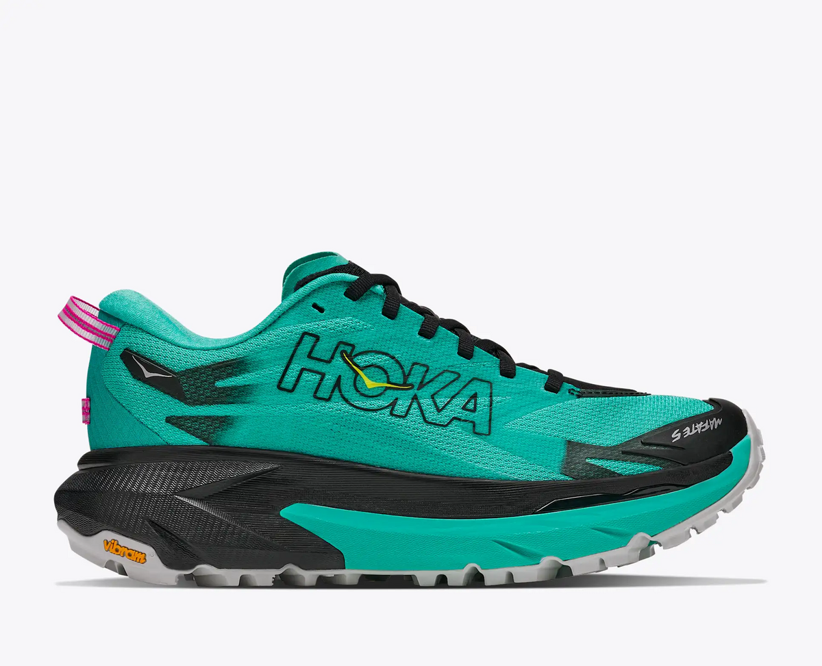 HOKA Mafate 5 Women's Trail Running Shoes in Black / Electric Aqua - product view 1