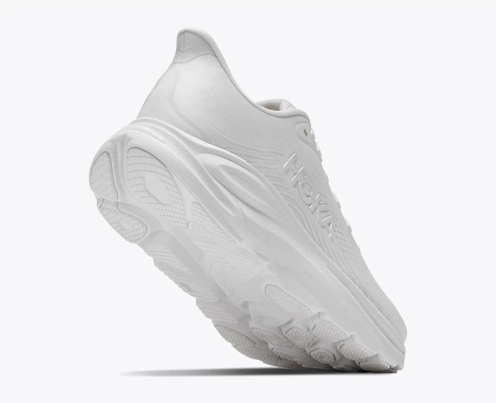 Men's Hoka Clifton 11 White Running Shoe – On-Foot Action Shot – Daily Road Training product detail