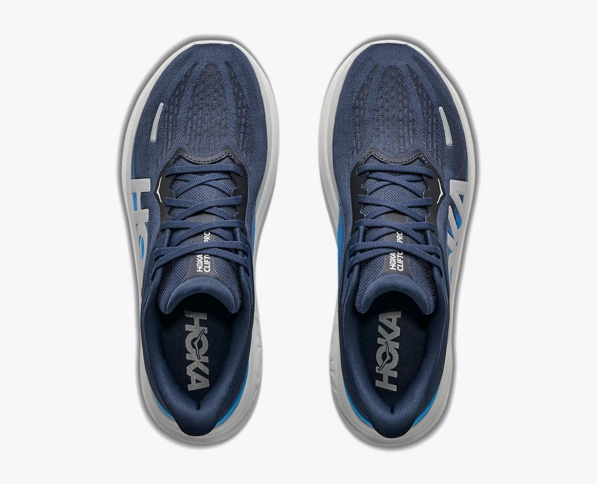 HOKA Clifton Pro Wide Men's Shoe — top View showing MetaRocker™ geometry and engineered mesh upper