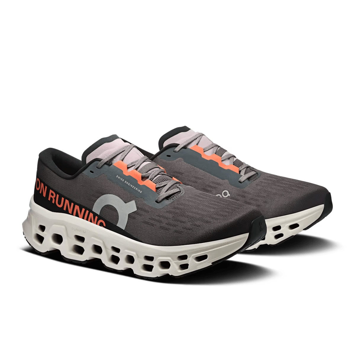 Men's On Cloudmonster 3 running shoe in Eclipse Ivory - three-quarter pair view