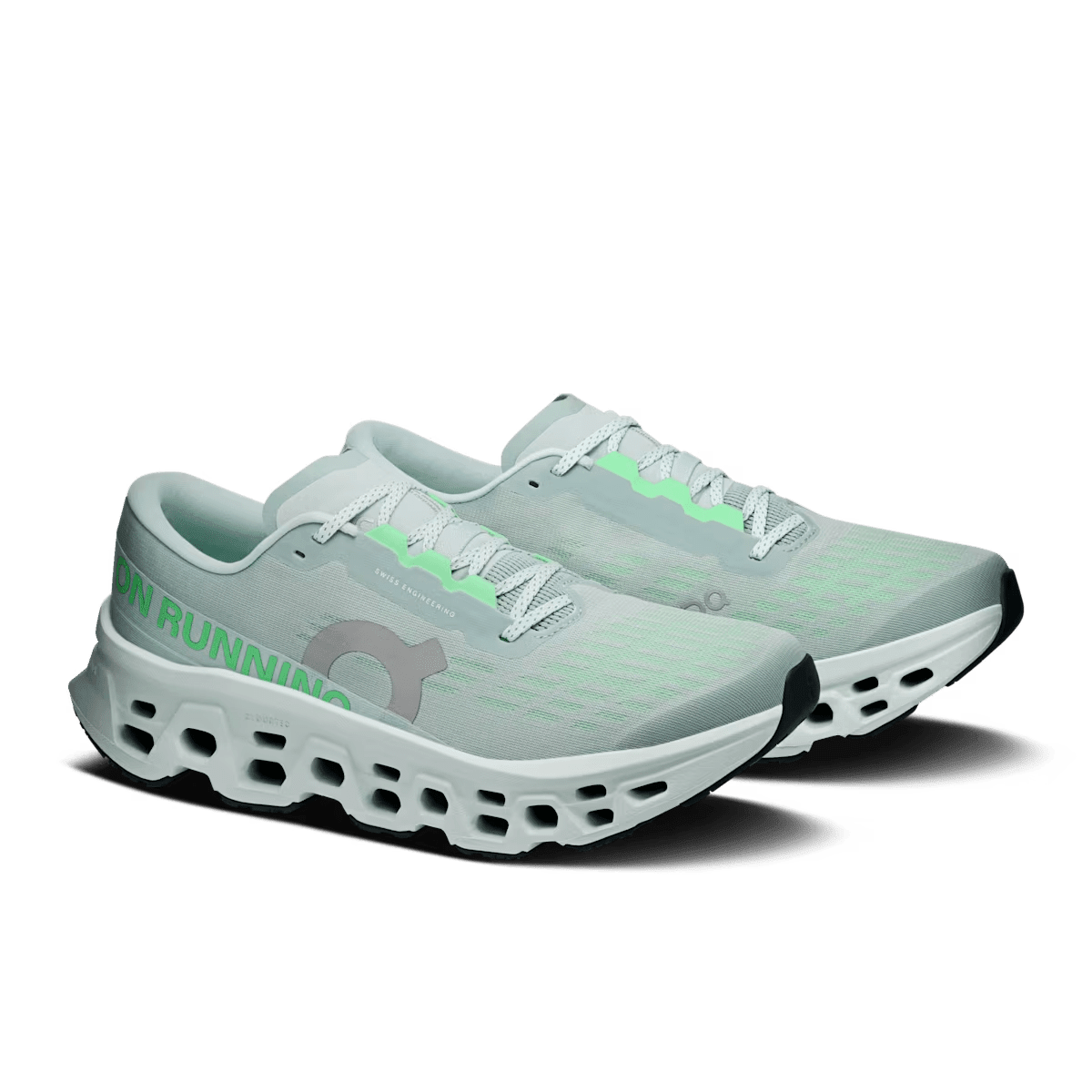 Men's On Cloudmonster 3 running shoe in Brook Flurry - three-quarter pair view