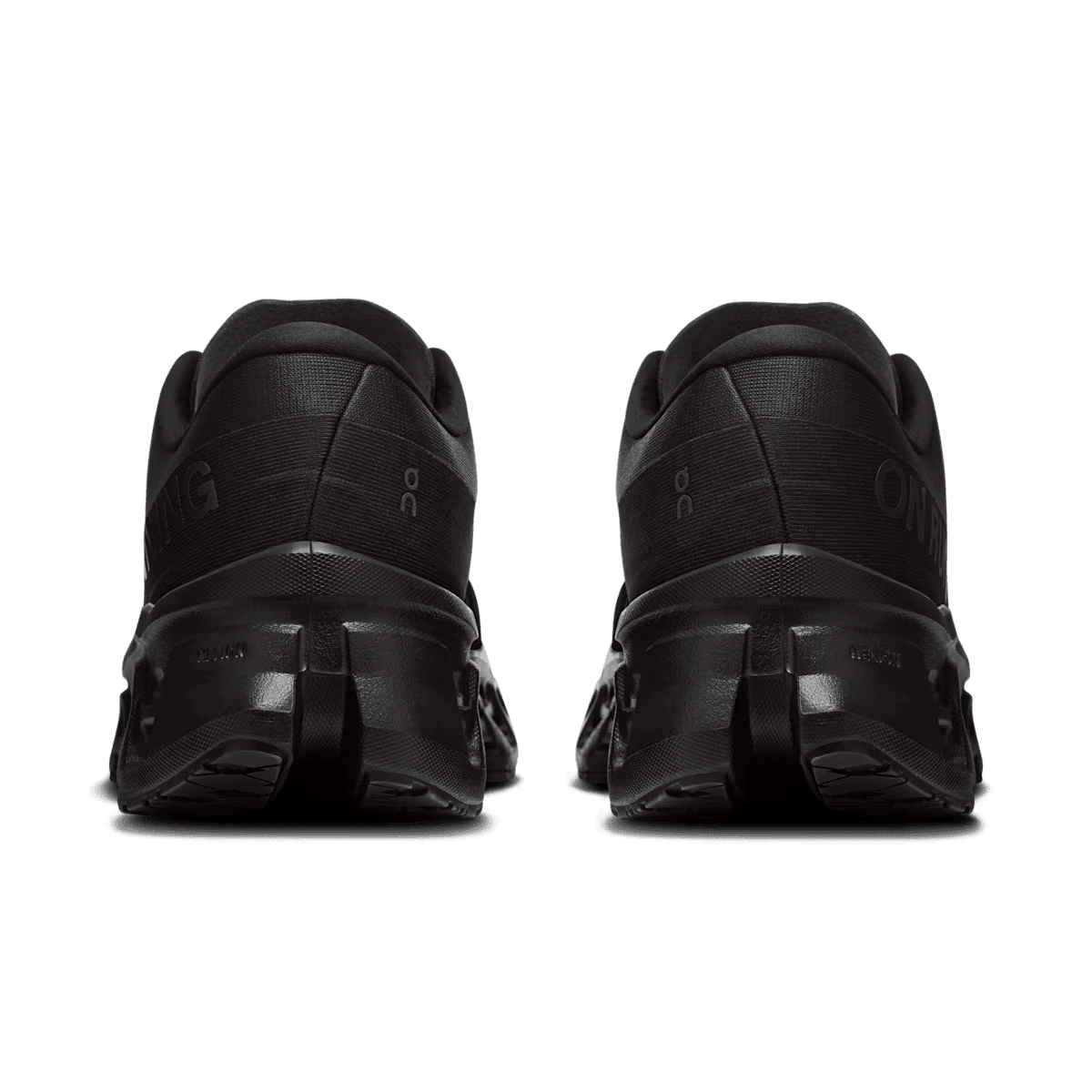 Men's On Cloudmonster 3 running shoe in Black Black - heel view