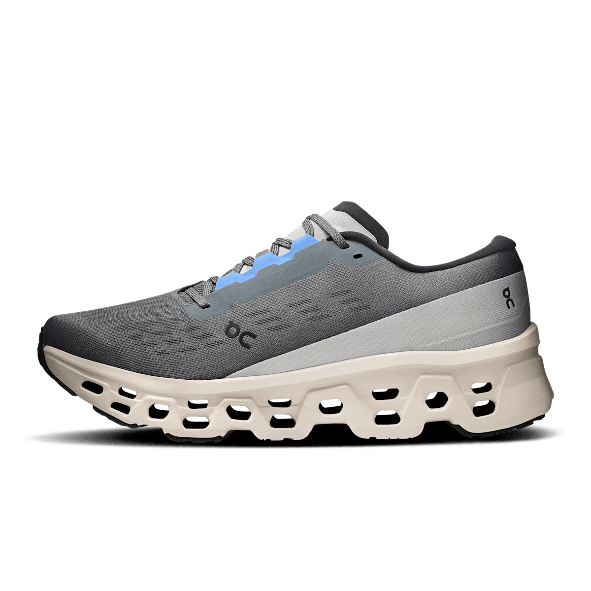 Men's On Cloudmonster 3 running shoe in Rock Silver - medial side view
