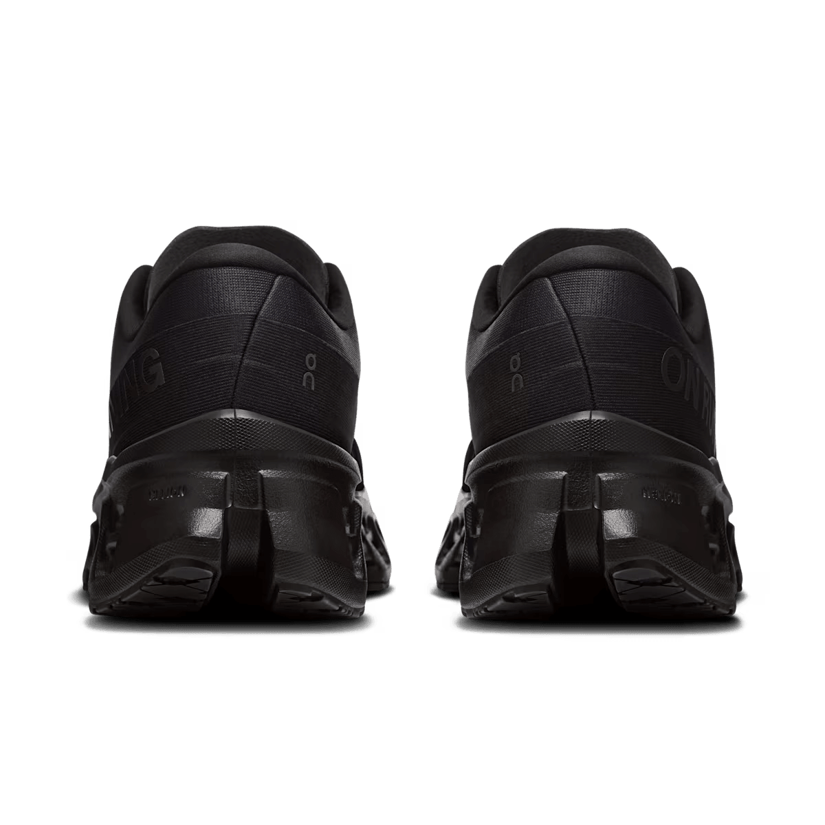 Men's On Cloudmonster 3 running shoe in Black Black - heel view