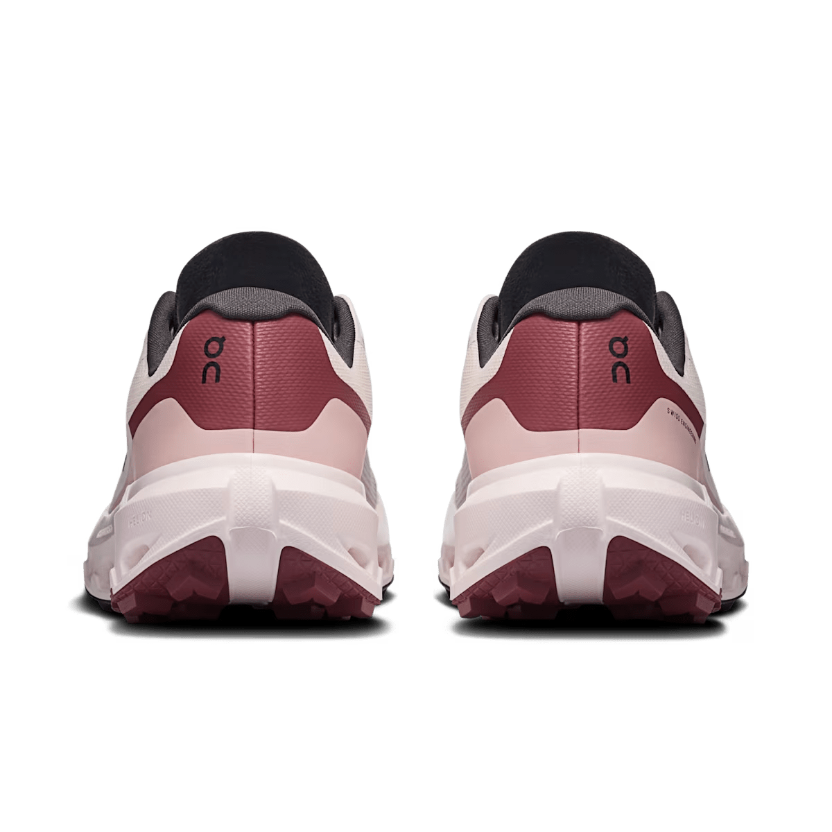 On Cloudvista 3 women's trail running shoe in Oyster / Barberry – heel view