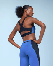 On Running Women's Performance Bra in Cobalt Navy - back view showing back detail