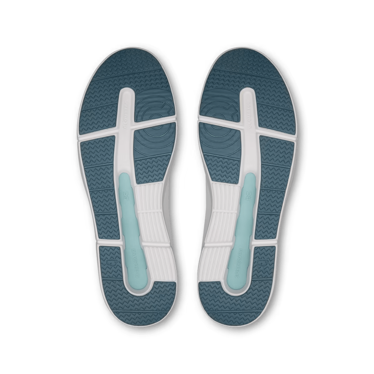 On THE ROGER Advantage men's lifestyle shoe in White / Wash – outsole view