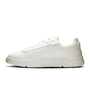 On THE ROGER Advantage women's lifestyle shoe in White / White – medial side view