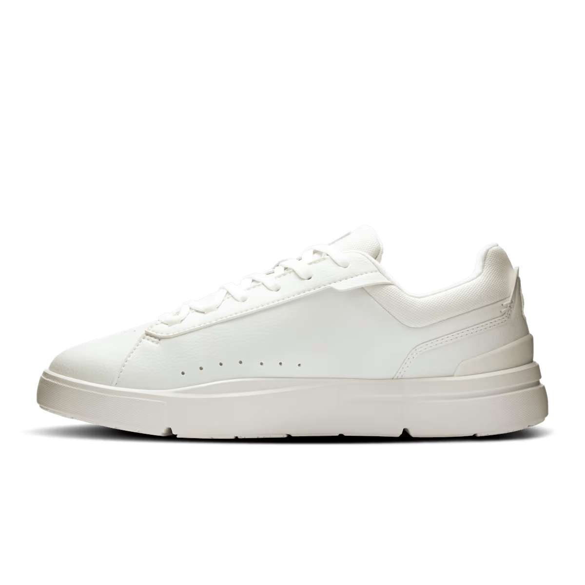 On THE ROGER Advantage women's lifestyle shoe in White / White – medial side view
