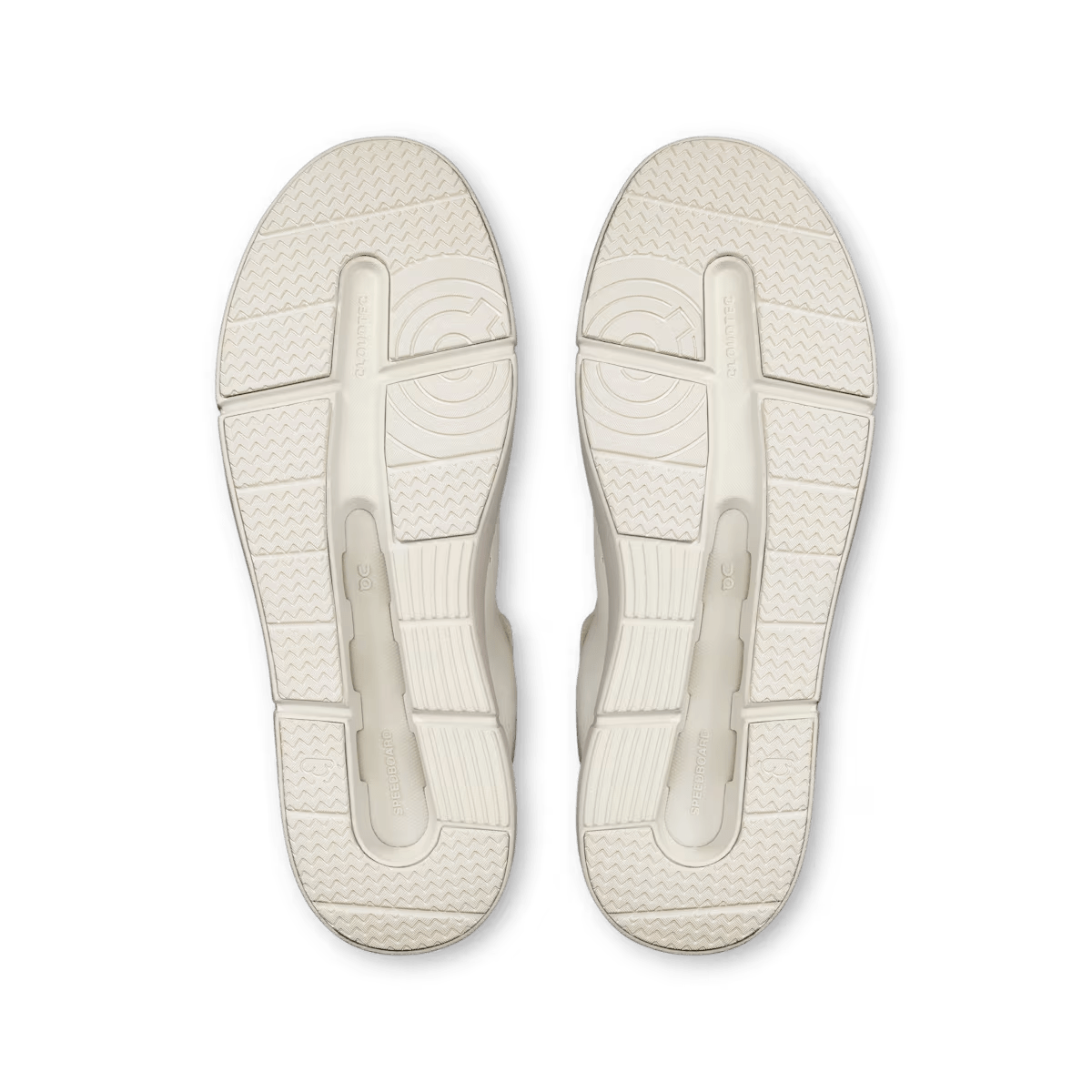On THE ROGER Advantage women's lifestyle shoe in White / White – outsole view