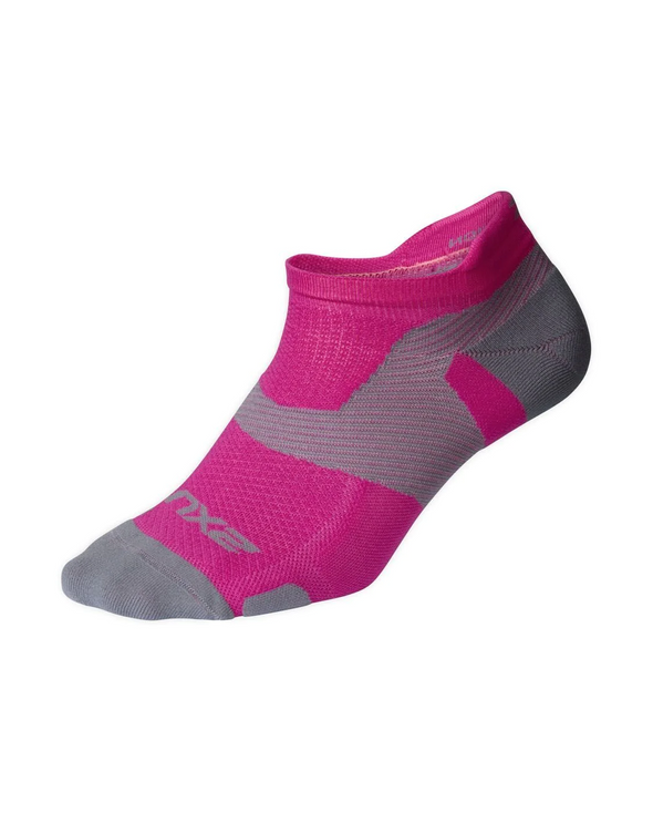 Vectr Light Cushion No Show Socks | Magenta Light Grey