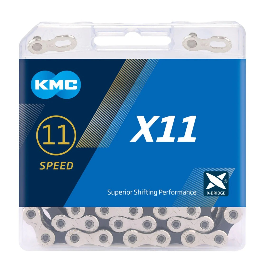 KMC X11 11 Speed Chain | 118 Links | Silver/Black