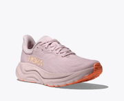 Hoka Arahi 8 women's stability running shoe – side front view - lilac cream / neon cantaloupe