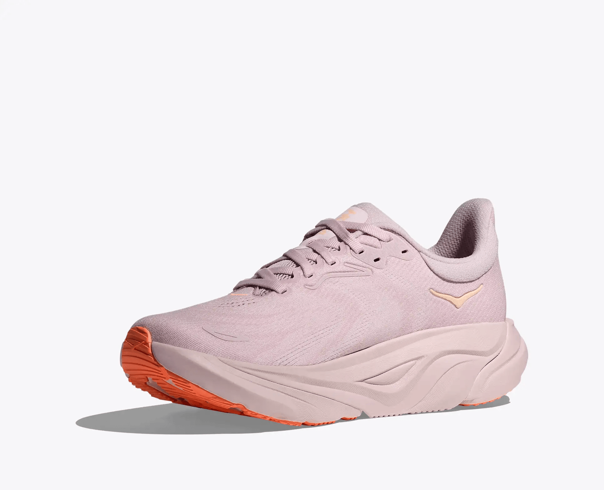 Hoka Arahi 8 women's stability running shoe – left side profile view - lilac cream / neon cantaloupe