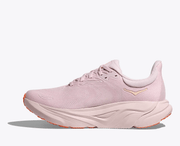 Hoka Arahi 8 women's stability running shoe – left side profile view - lilac cream / neon cantaloupe