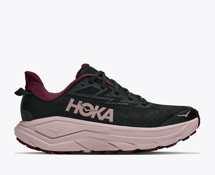 HOKA Challenger 8 Women’s Trail Running Shoes – Black / Pink Opal – Lateral View