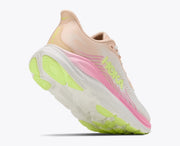 Women's Hoka Clifton 11 in Tangerine Glow / White — toe down view