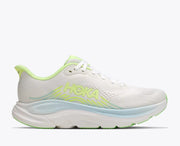 Women's Hoka Clifton 11 in Frost/Neon Yuzu — lateral view