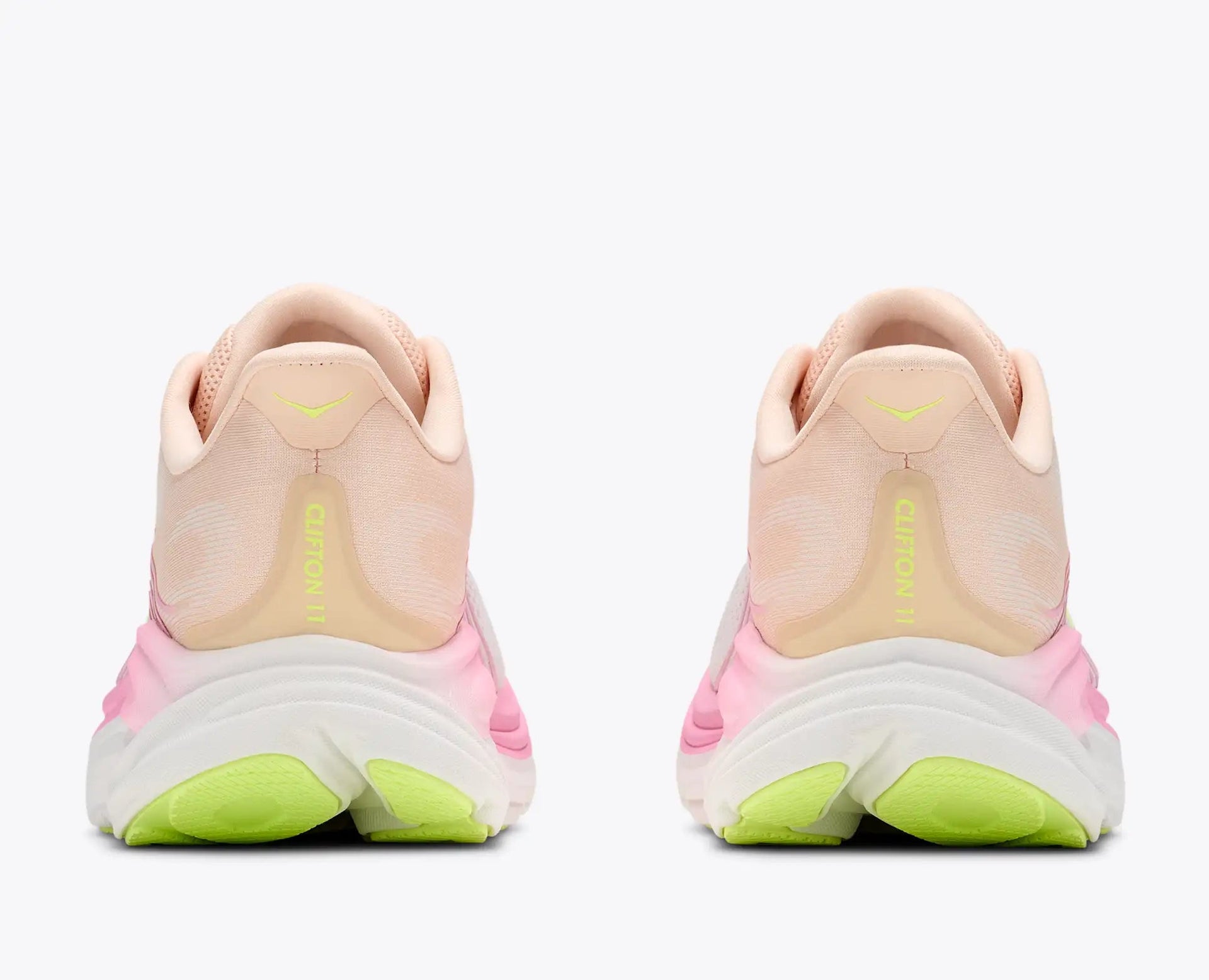 Women's Hoka Clifton 11 in Tangerine Glow / White — back view