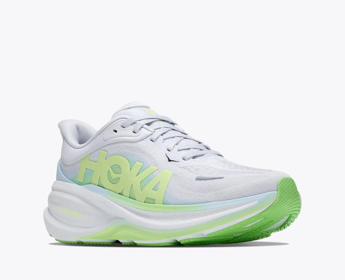 HOKA Clifton Pro Women’s Running Shoes – Cosmic Grey / Neon Yuzu – Left Angle View product detail