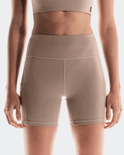 On Running Women's Performance Short Tights in Cinder - front view high waist detail