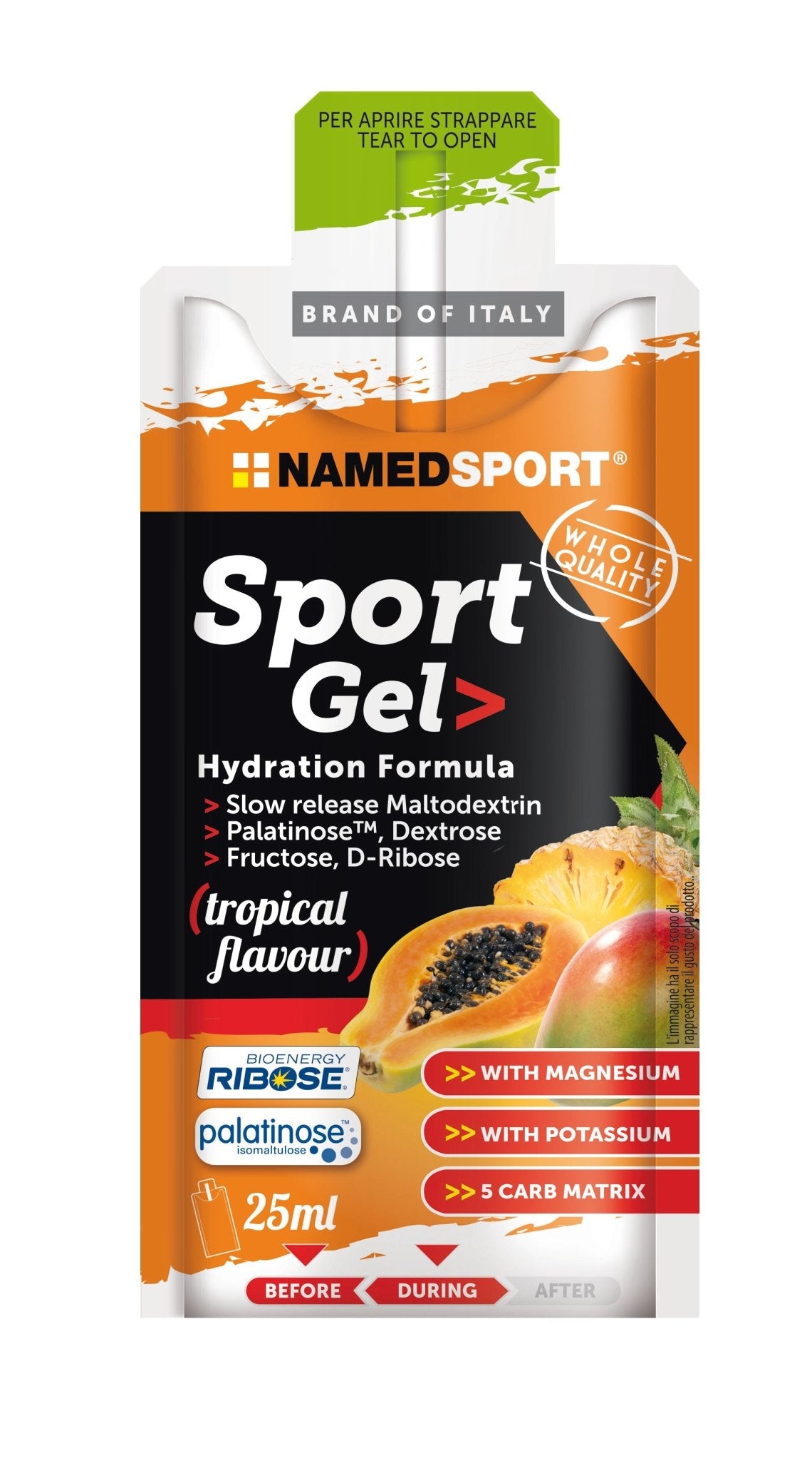NamedSport Sport Gel Tropical 25ml | 5 - Carb Vegan Energy Gel with D - Ribose - 1 - Xciter Sports Apparel