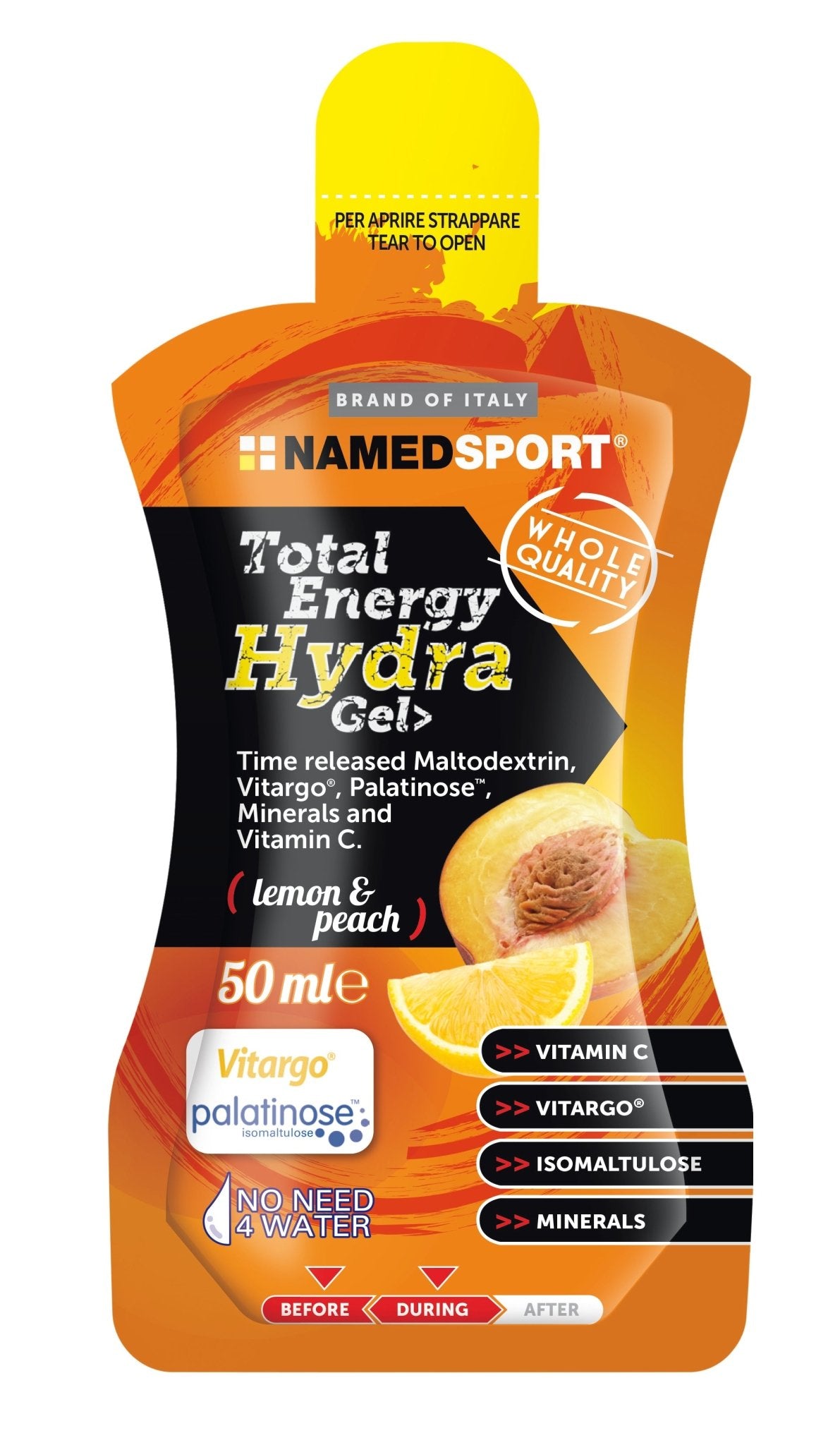 NamedSport Total Energy Hydra Gel Lemon & Peach 50ml | Endurance Energy Gel - 1 - Xciter Sports Apparel