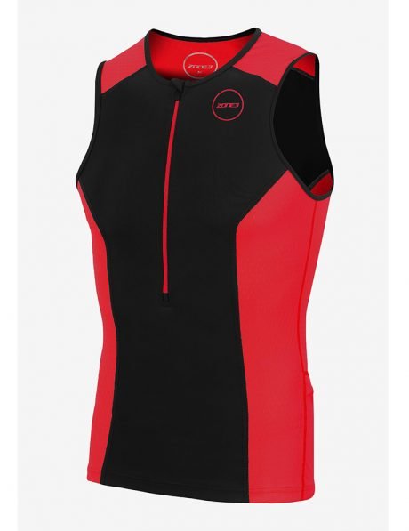 Zone3 Men’s Aquaflo Plus Top Black/Red - Trisuits - Front view - Xciter Sports